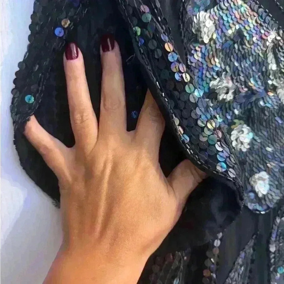 Vintage Butterfly  gorgeous sequin Silk Cape, Top, Blouse - Picture 6 of 9